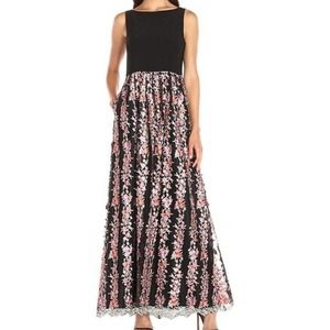 Adrianna Papell Women's Embroidered Mesh Gown